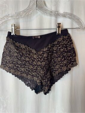 Vintage Princesse Tam Tam Lace-Overlay Panty in Brown with Lace